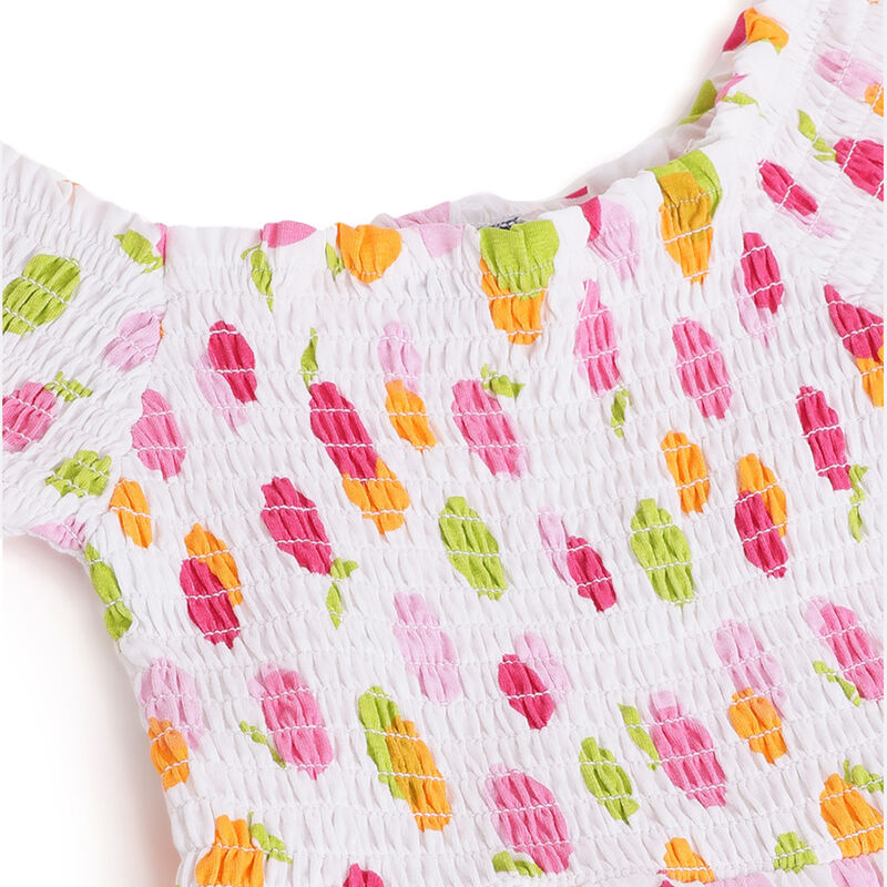 Girls Natural Printed Short Sleeve Dress image number 2
